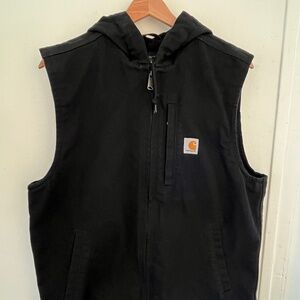 Carhartt Men’s Relaxed Fit Washed Duck Fleece-Lined Hooded Vest